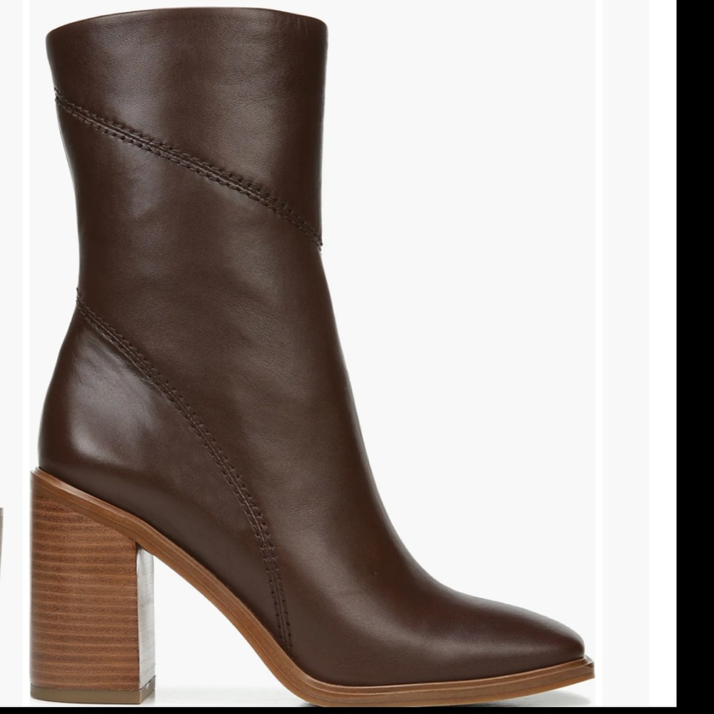 Franco Sarto  Stevie Block Heel Bootie leather Brown size 8